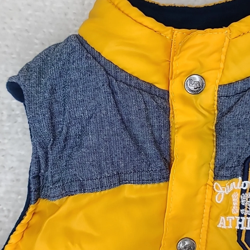 Junior Varsity Athletics Boy’s Yellow Quilted Puffer Jacket/Vest in Yellow/Blue